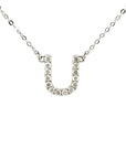 18K White Gold Classic Alphabet U Full Diamond Necklace