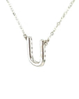 18K White Gold Classic Alphabet U Full Diamond Necklace