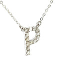 18K White Gold Classic Alphabet P Full Diamond Necklace