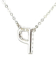 18K White Gold Classic Alphabet P Full Diamond Necklace