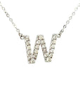 18K White Gold Classic Alphabet W Full Diamond Necklace