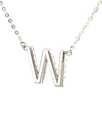 18K White Gold Classic Alphabet W Full Diamond Necklace