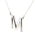 18K White Gold Classic Alphabet M Full Diamond Necklace