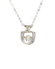 18K White Gold Shell Geometry Dancing Stone Diamond Necklace