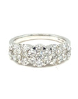 18K White Gold Five Flat Lotus Cluster Diamond Ring