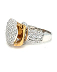 18K White Gold Dramatic Flat Shine Pave Diamond Ring