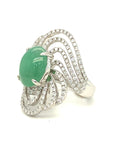 18K White Gold Wavy Jade DIamond Ring