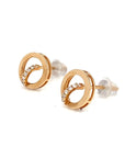 18K Rose Gold Vintage Round Diamond Earrings