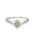18K Rose Gold V Shape Yellow DIamond Pear V Shape Diamond Ring