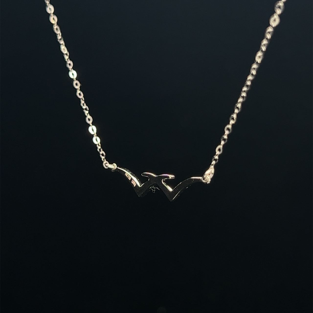 18K White Gold Crossover Double V Diamond Necklace