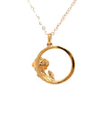 18K Rose Gold Circle Rose Diamond Necklace