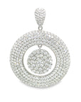 18K White Gold Bubble Round Lotus Cluster Diamond Pendant