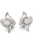 18K White Gold Swan Lotus Diamond Earrings