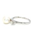 18K White Gold Balance Pearl Diamond Ring