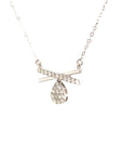 18K White Gold Cross Sign Drop Diamond Necklace