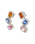 18K White Gold Fancy Sapphire Diamond Earring