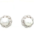 18K White Gold Pearl Diamond Earring