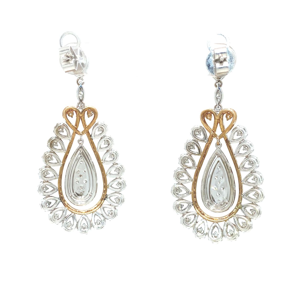18K White Gold All the Curve Pave Diamond Pear Diamond Earrings