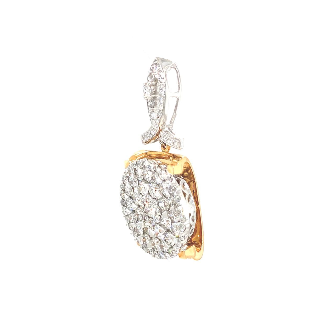 18K White Gold Duo Colour Only Round Flat Diamond Pendant