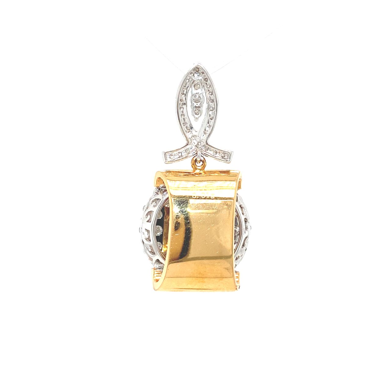 18K White Gold Duo Colour Only Round Flat Diamond Pendant