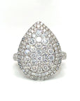 18K White Gold All Halo Pear Pave Setting Flat Diamond Ring