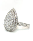 18K White Gold All Halo Pear Pave Setting Flat Diamond Ring