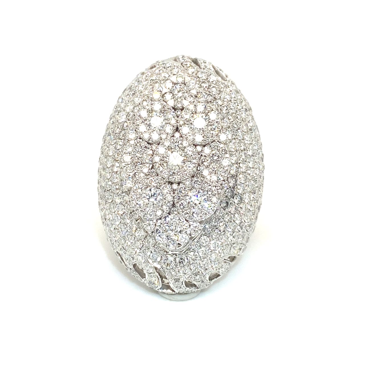 18K White Gold XL Lotus Flower Cluster Mega Diamond Ring