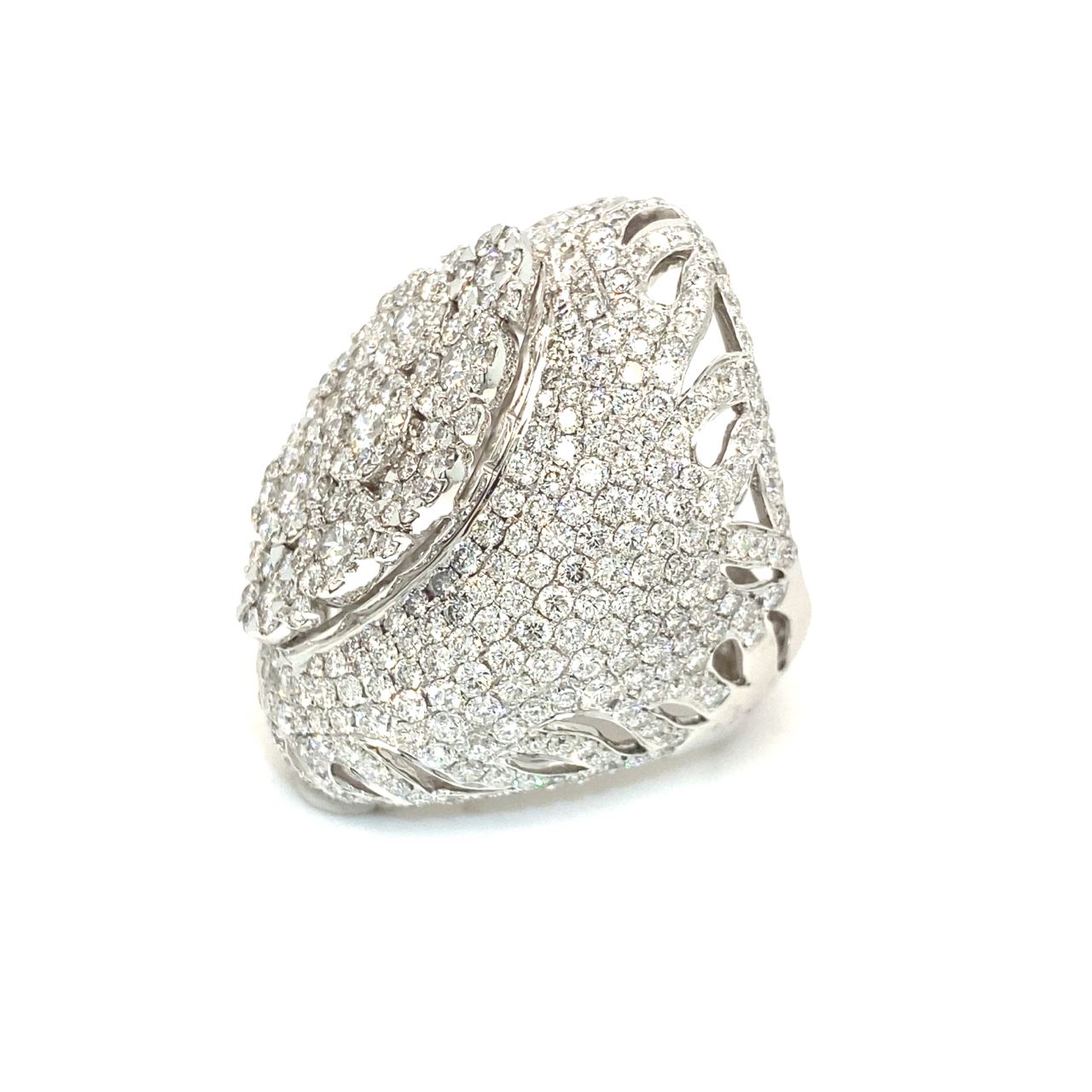 18K White Gold XL Lotus Flower Cluster Mega Diamond Ring