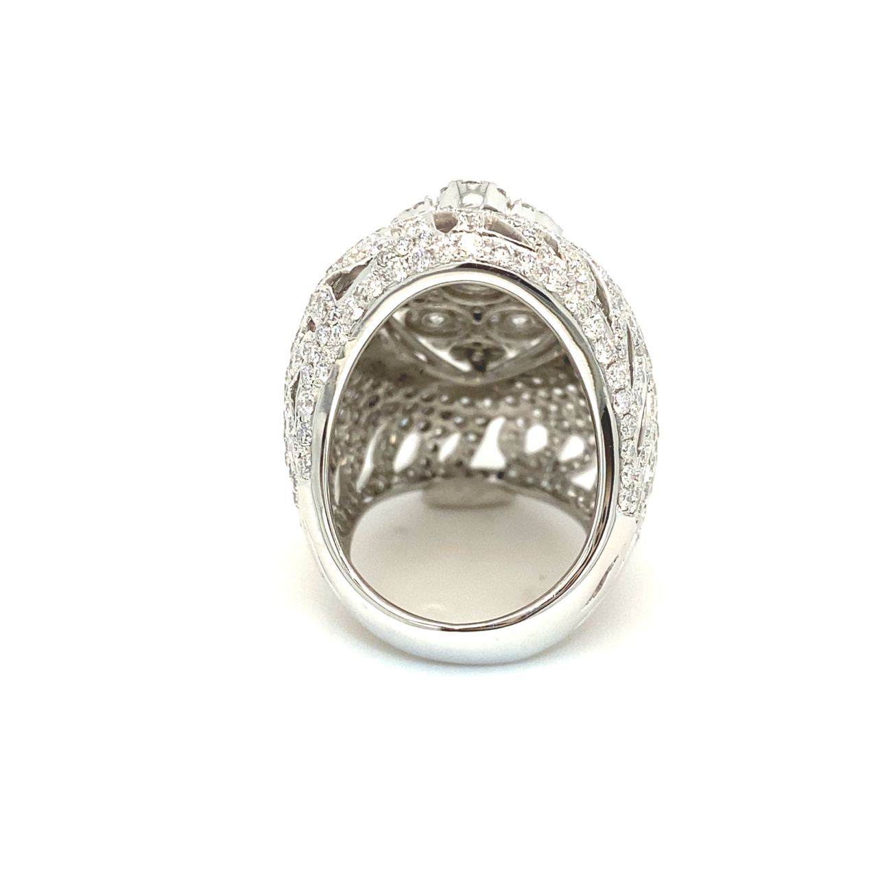18K White Gold XL Lotus Flower Cluster Mega Diamond Ring