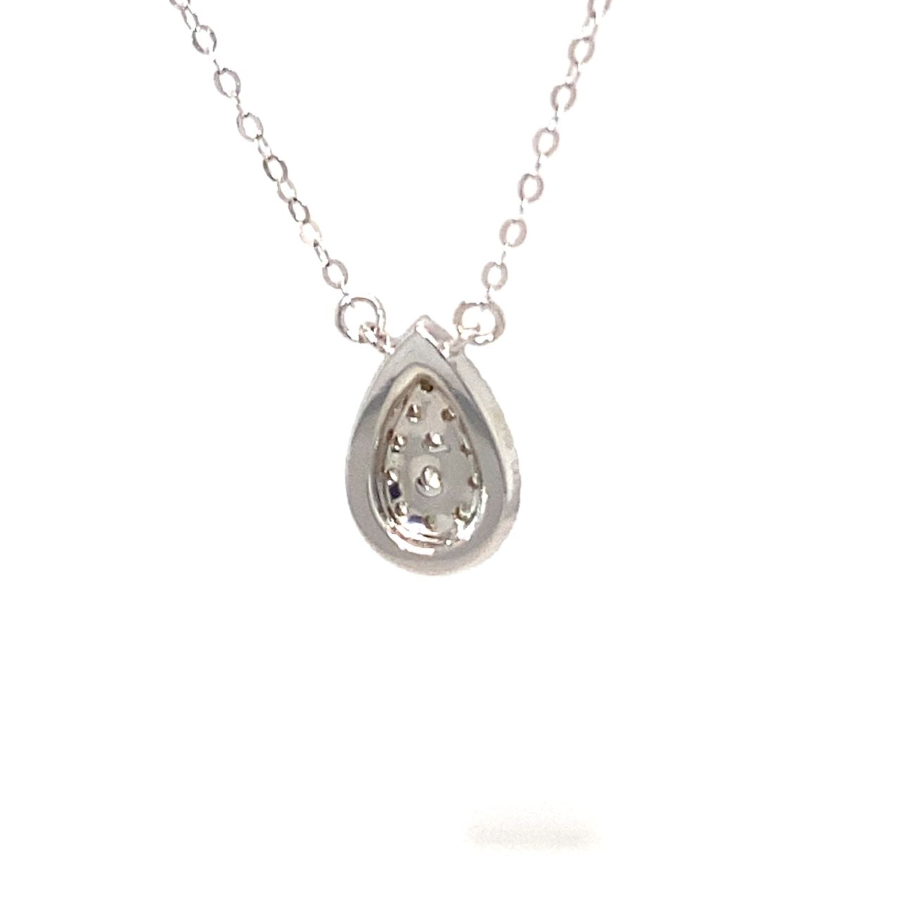 18K White Gold Double Pear Halo Full Diamond Necklace
