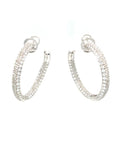 18K White Gold All Diamond Hoop Max Hoop Diamond Earrings
