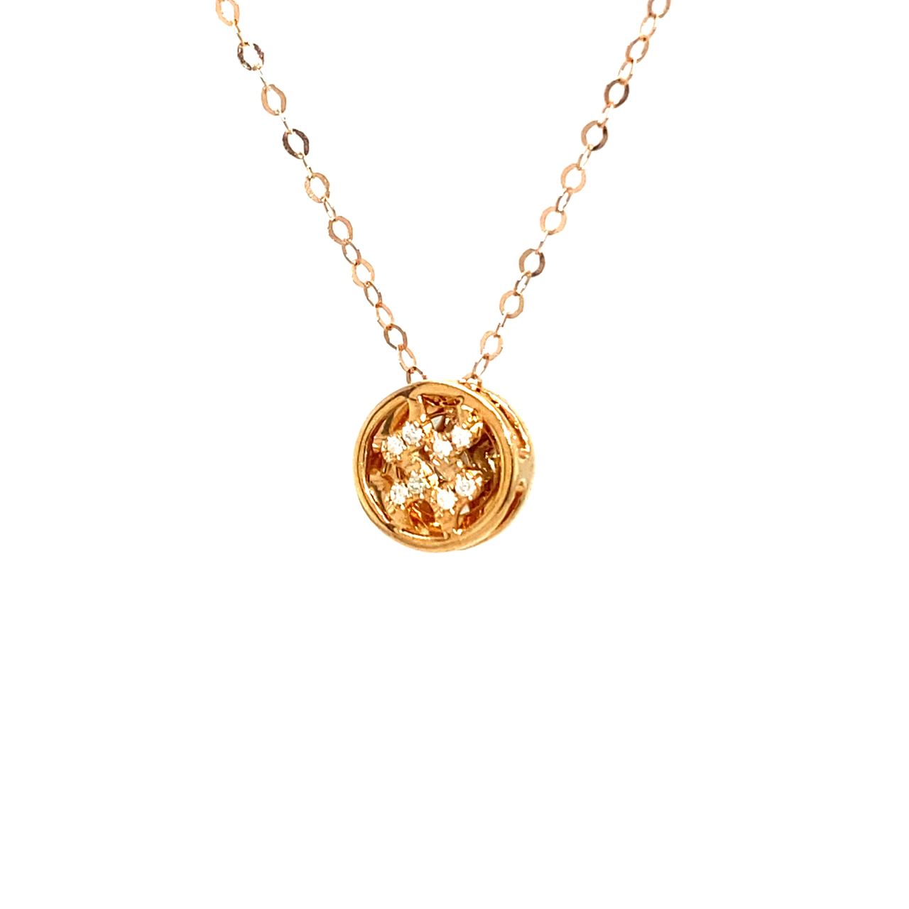 18K Rose Gold Circle Aquarius Diamond Necklace