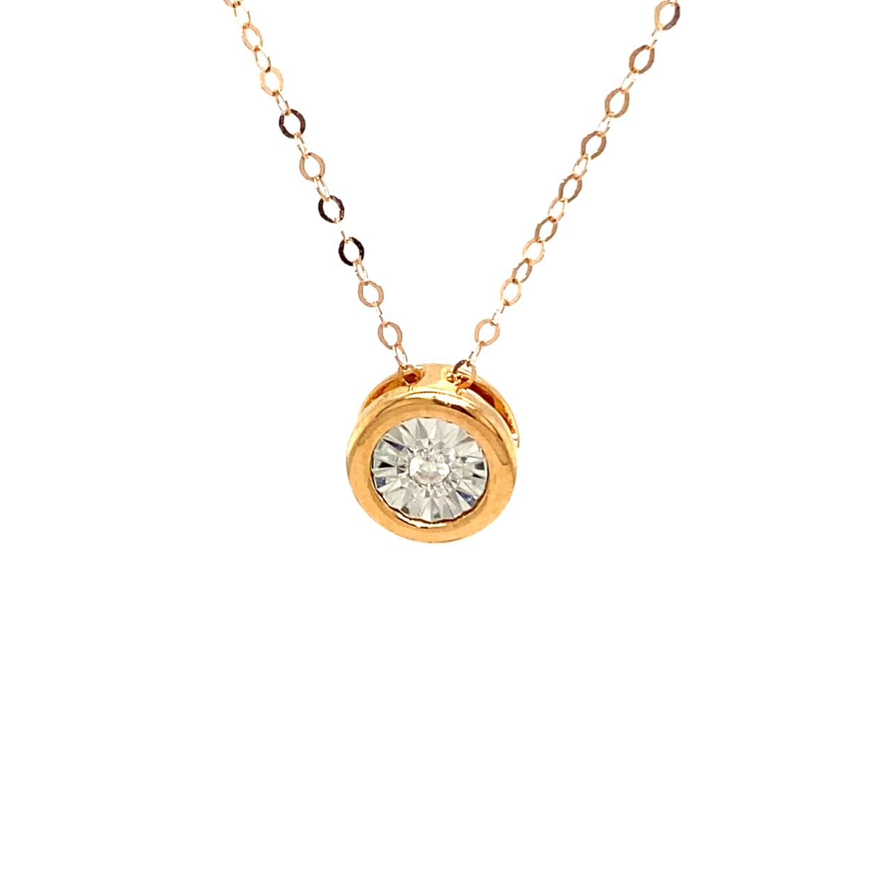 18K Rose Gold Circle Aquarius Diamond Necklace