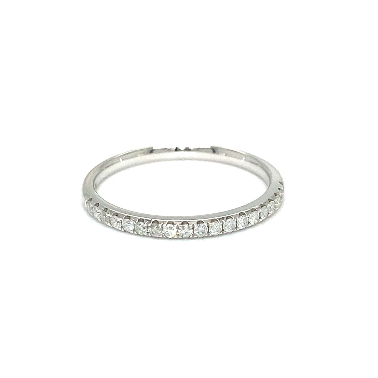 18K White Gold Slim Band Diamond Ring