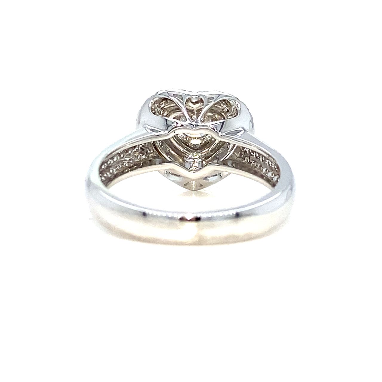 18K White Gold Double Heart Halo Illu Top Setting Diamond Ring