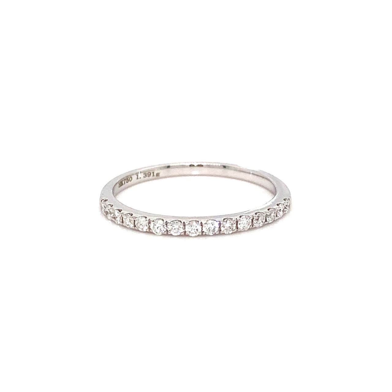 18K White Gold Simple Diamond Round Band