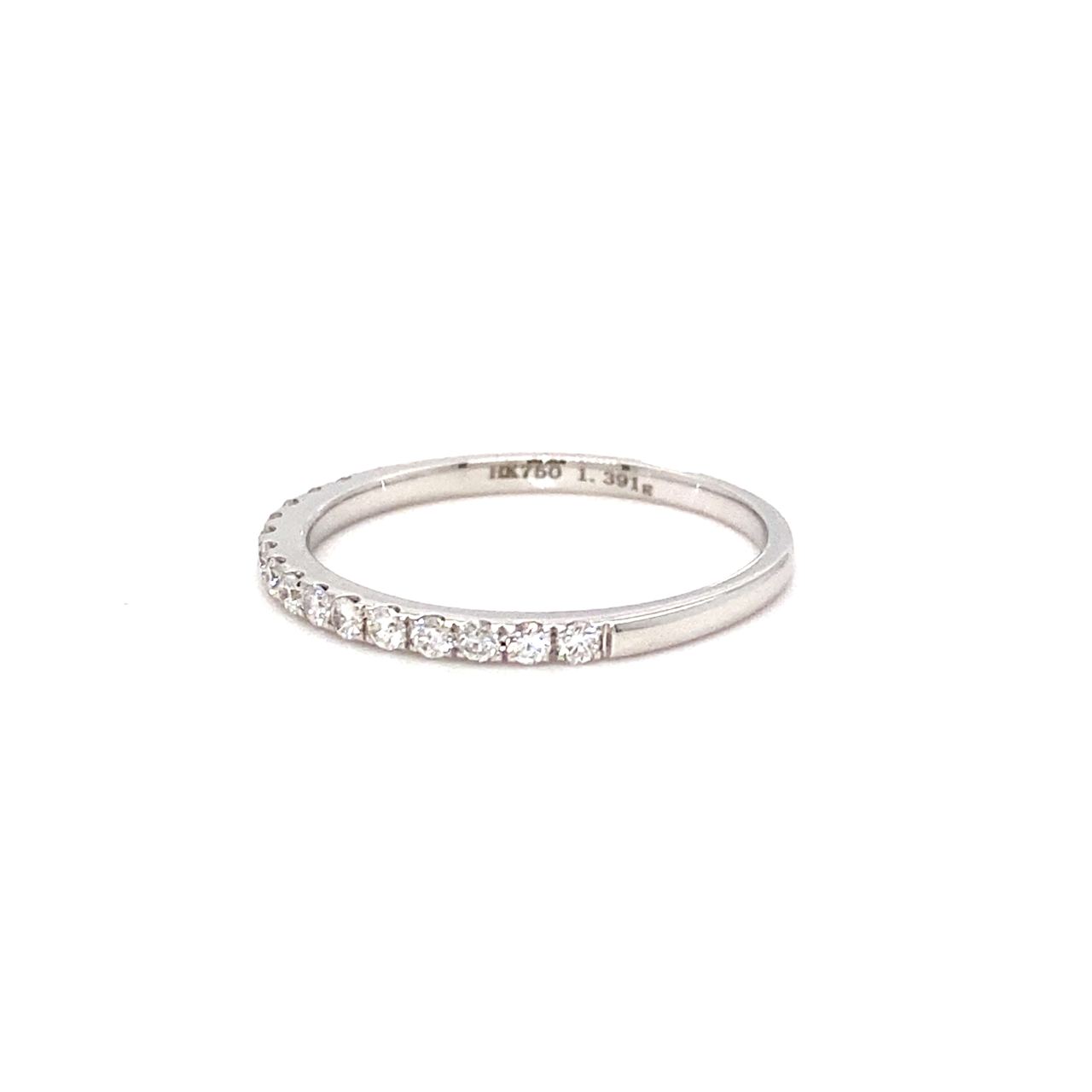 18K White Gold Simple Diamond Round Band