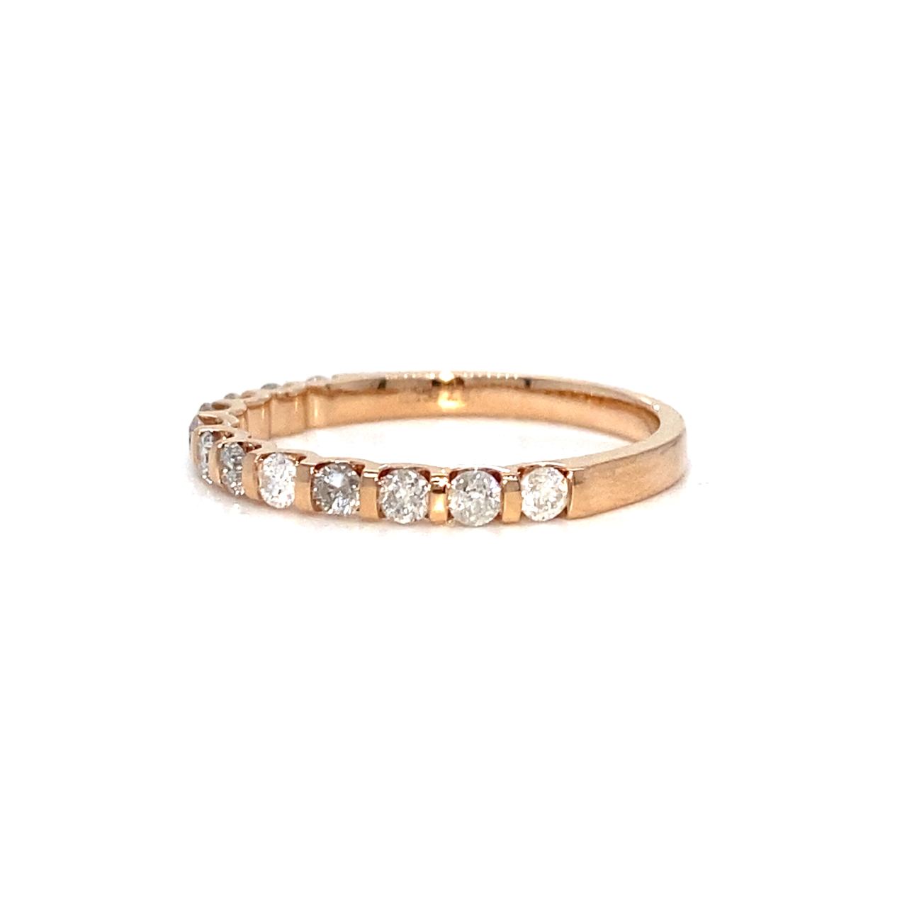 18K Rose Gold Tension Pointers Half Eternity Round Diamond Ring