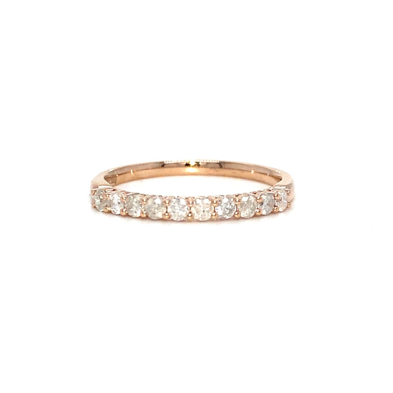 18K Rose Gold Mini Pointers Half Eternity Round Diamond Ring