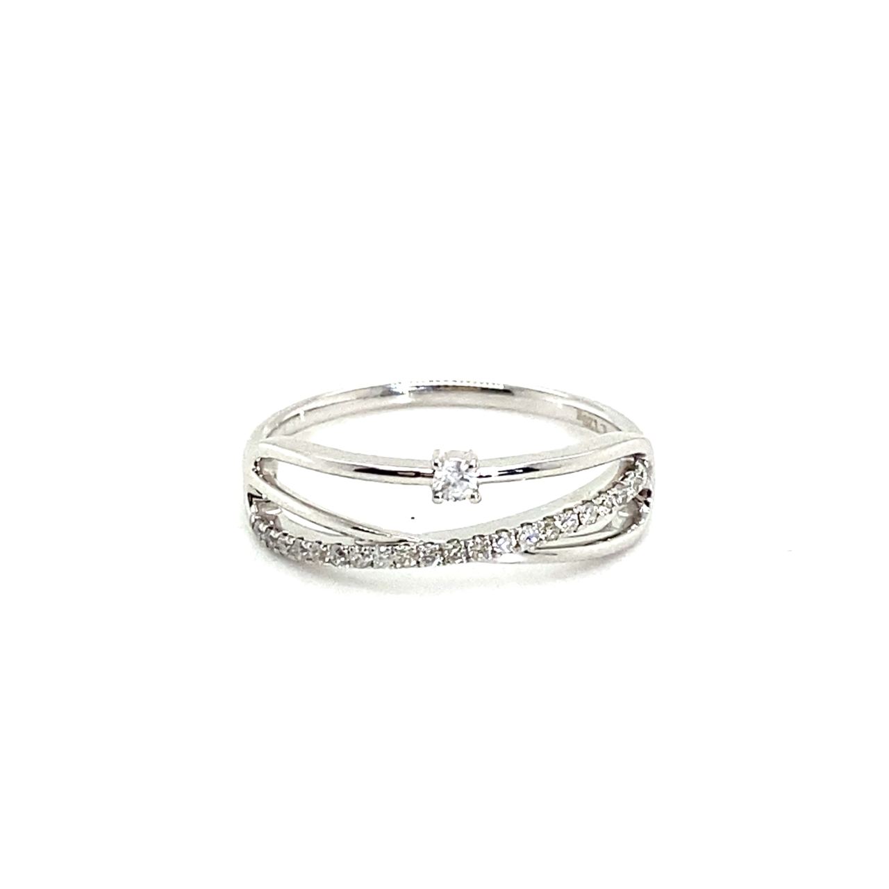 18K White Gold  Mini Studs Illusion Diamond Ring