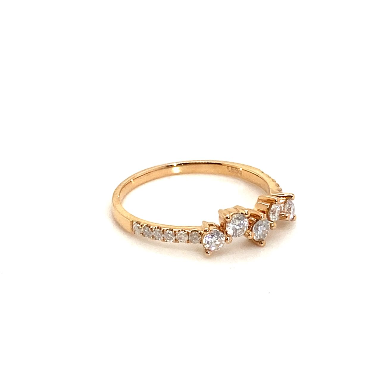 18K Rose Gold Medium Cluster Diamond Ring
