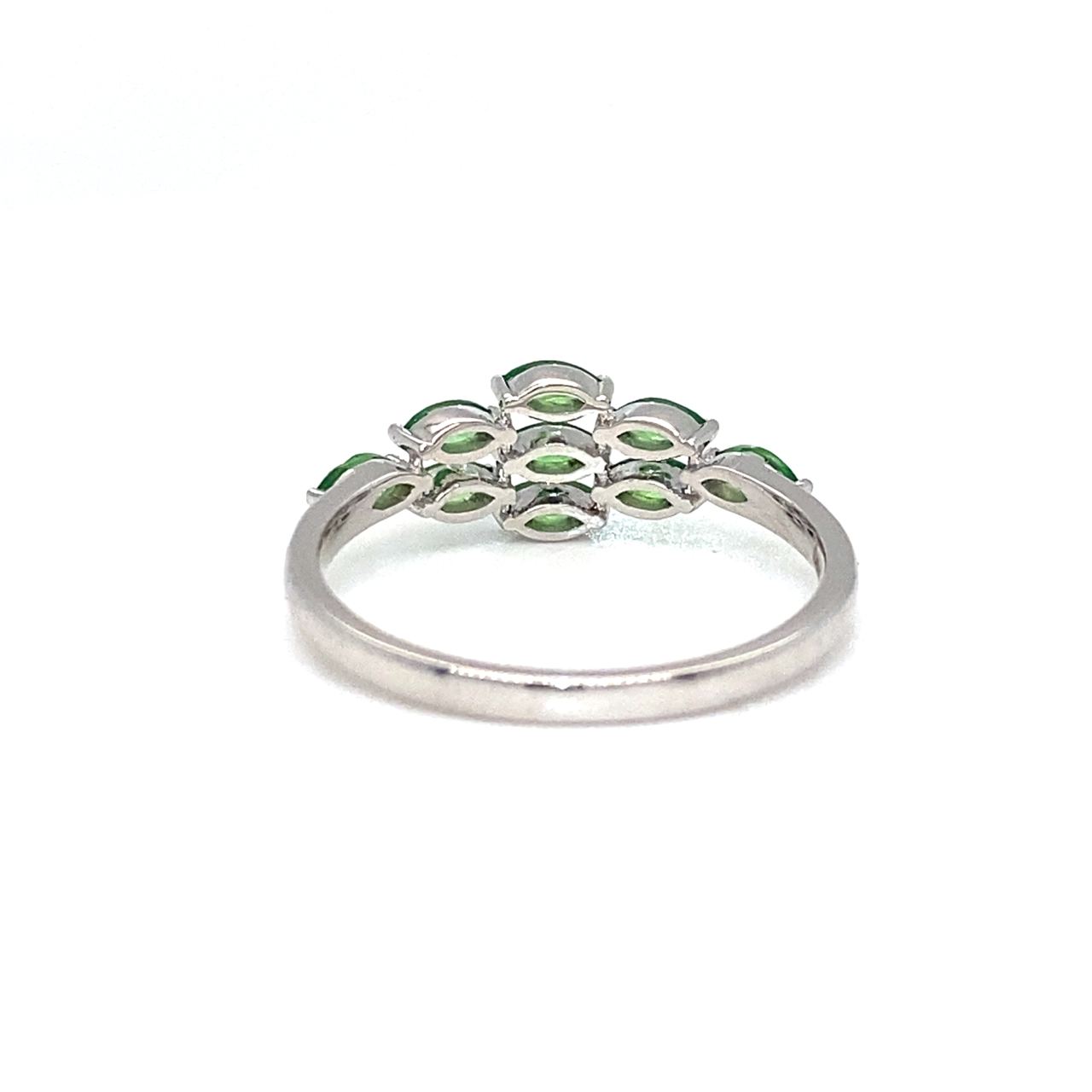 18K White Gold  Green Sapphire Tsava Diamond  Ring