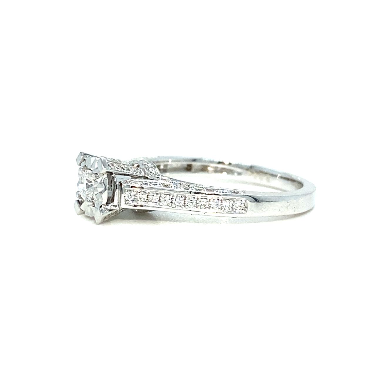 18K White Gold Cathedral Small Illu Set Diamond Ring