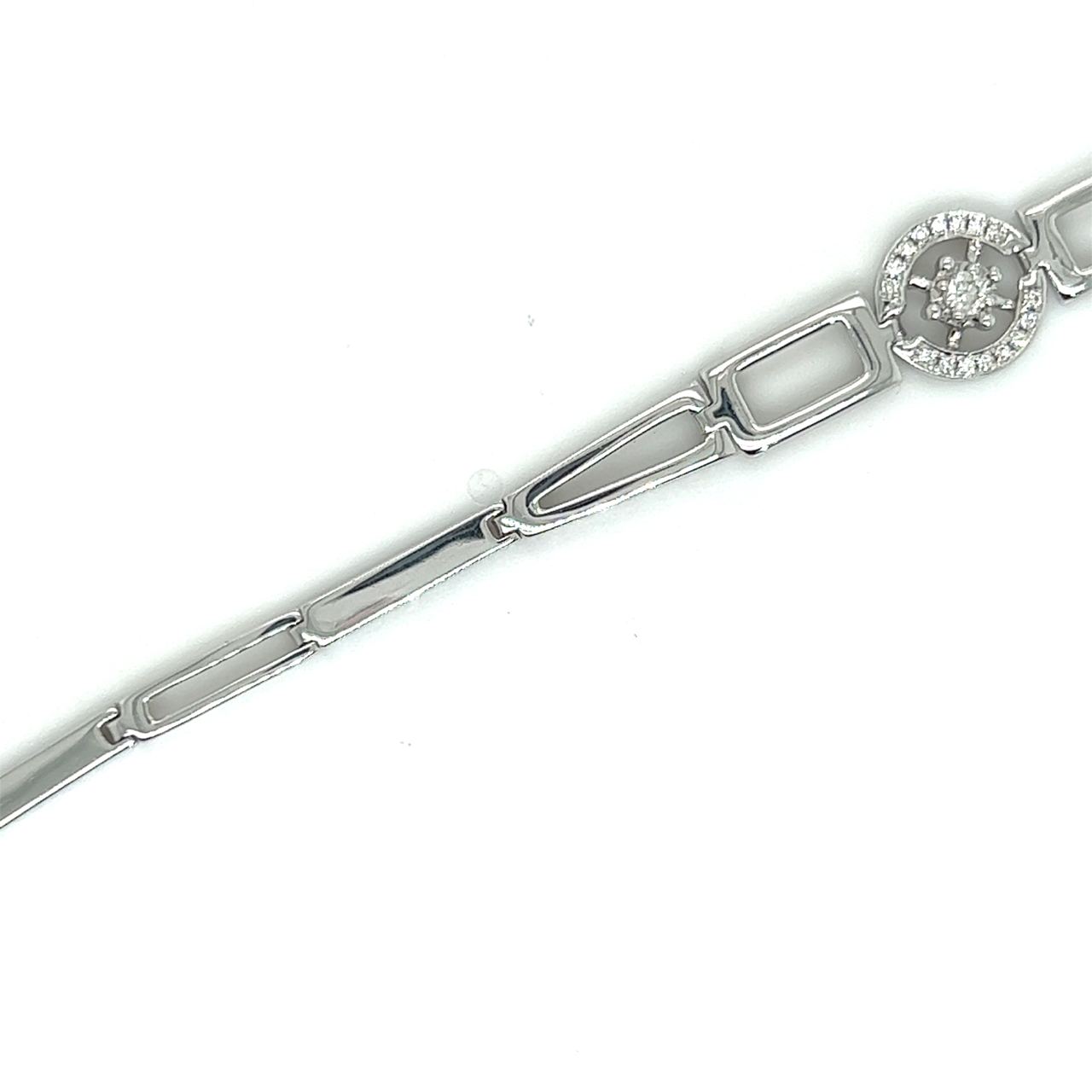 18K White Large Round Diamond Bracelet