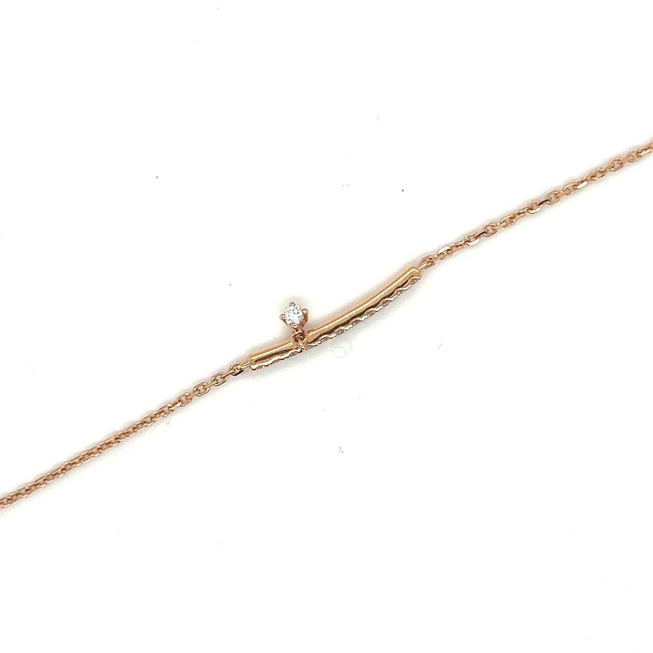 18K Rose Gold Mini Bar Drop Diamond Bracelet