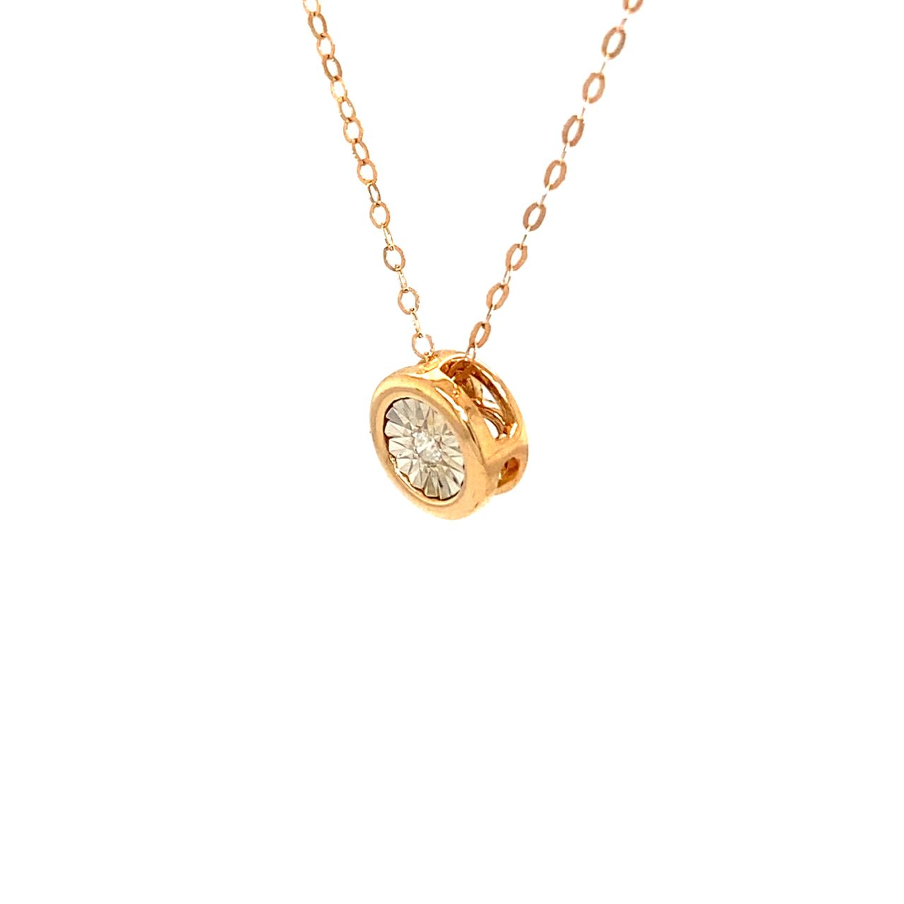 18K Rose Gold Circle Capricorn Diamond Necklace