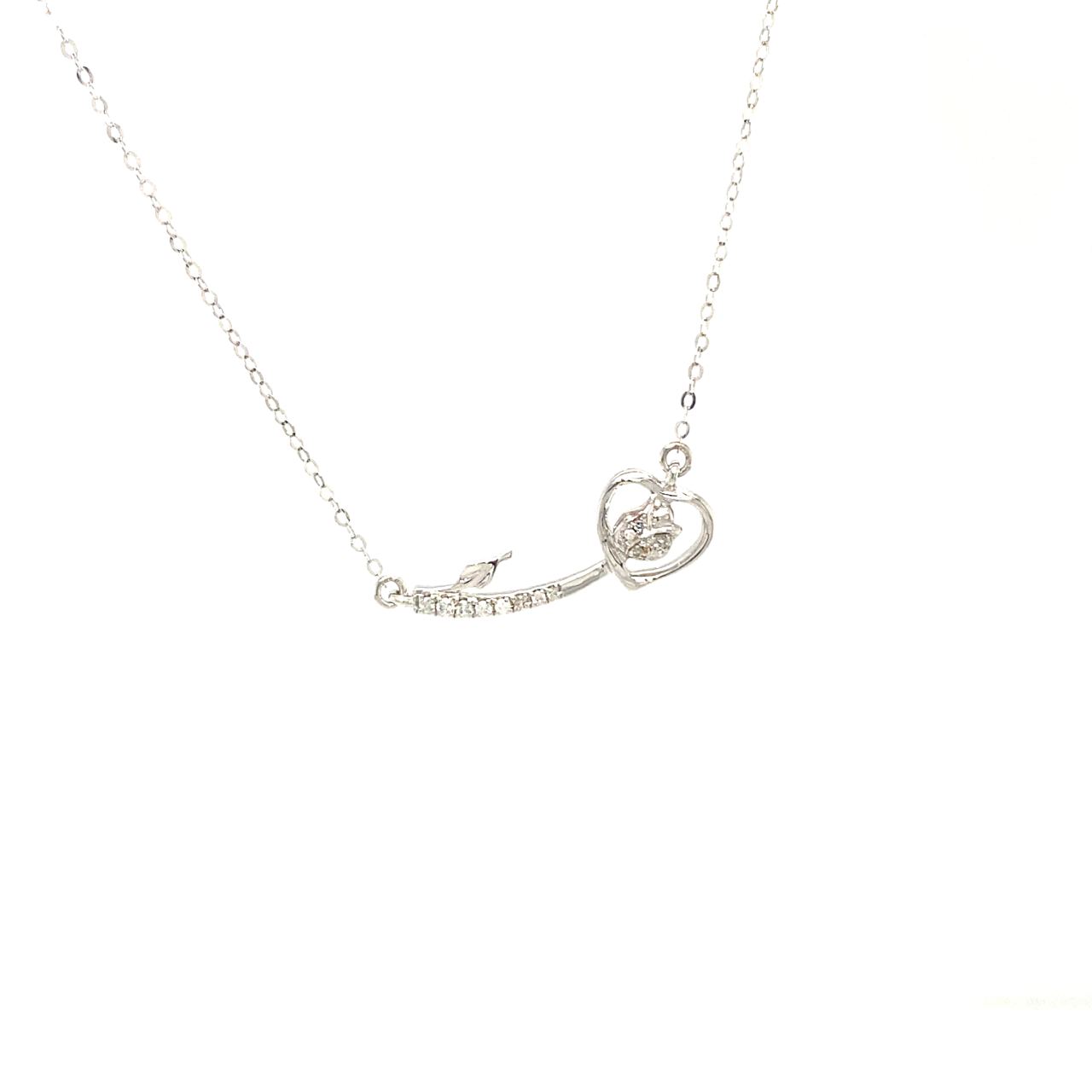 18K White Gold Smile Heart Diamond Necklace