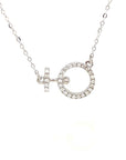 18K White Gold Mini Anchor Diamond Necklace