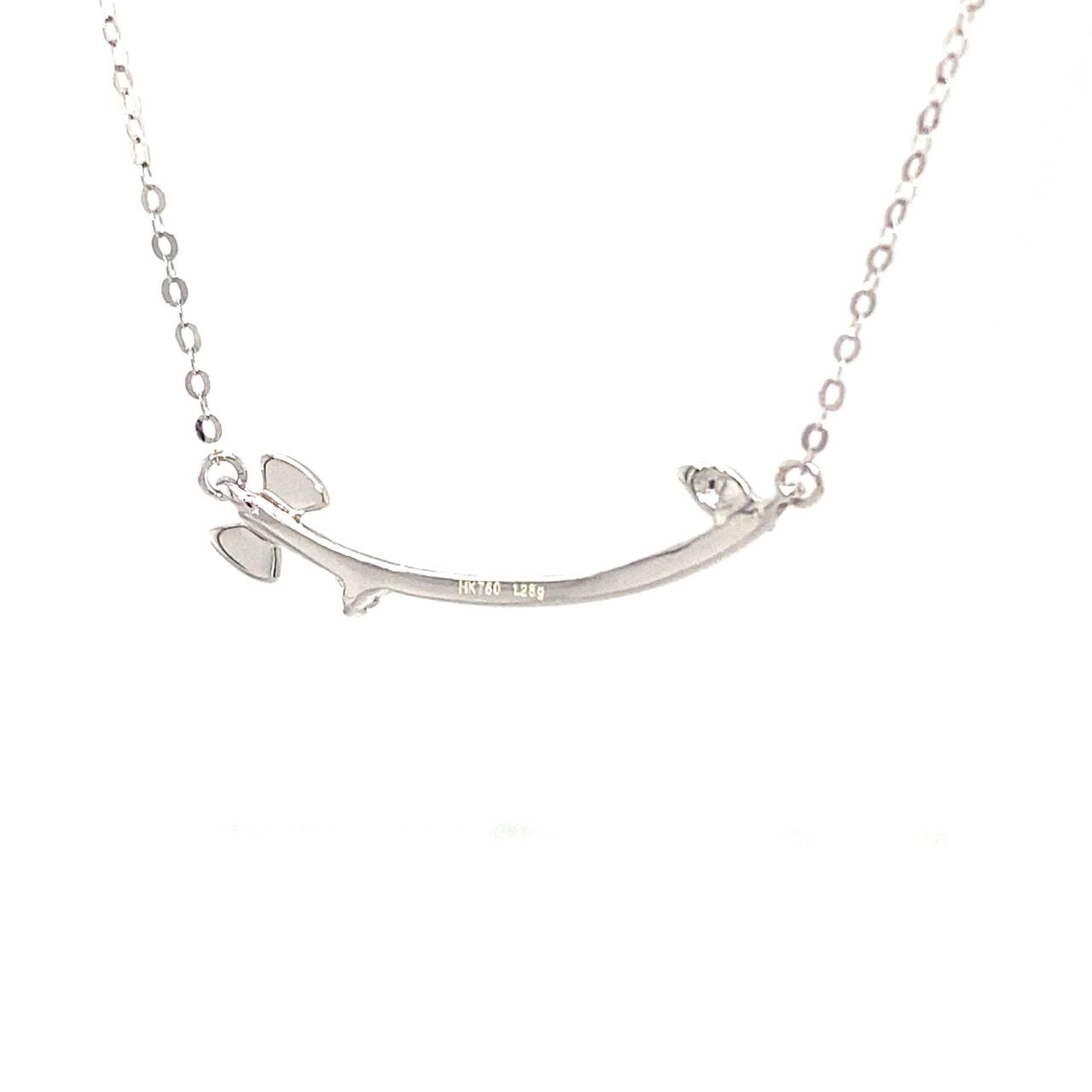 18K White Gold Smile Bow Diamond Necklace