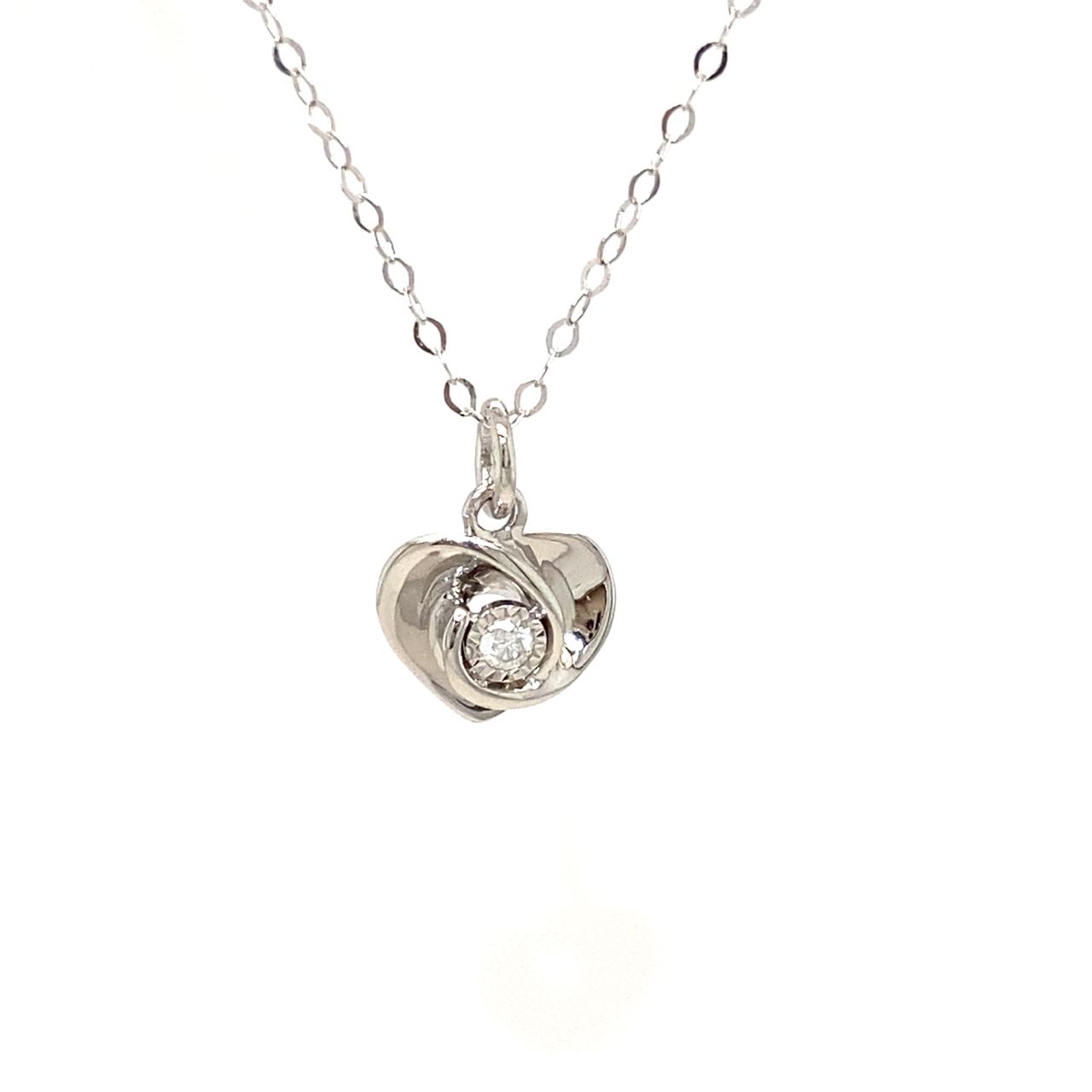 18K White Gold 3D Triple Heart Diamond Necklace
